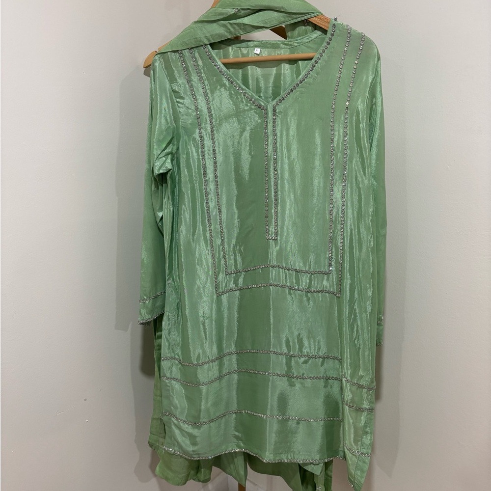 Elegant Green Tunic with Embellishments